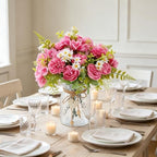 Artificial Flowers with Vase Rose Red Peony in Glass Vase, alternate view 3