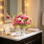 Artificial Flowers with Vase Rose Red Peony in Glass Vase, alternate view 6