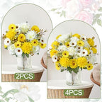 Artificial Flowers Yellow Silk Flower Bouquet 4 Packs Silk Roses in White Yellow, alternate view 6