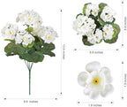 Artificial Geranium Fake Flowers for Outdoors Decoration, 6 Bundles Silk Geraniums White Flower UV Resistant, alternate view