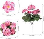 Artificial Geranium Fake Flowers for Outdoors Decoration, 6 Bundles Silk Geraniums Pink Flower UV Resistant Look, alternate