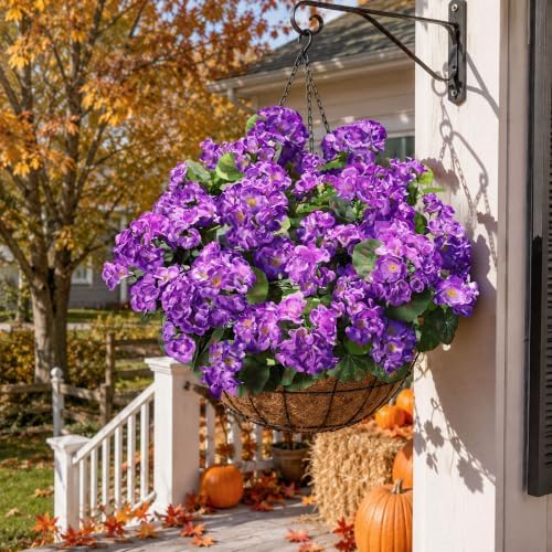 Artificial Geranium Fake Flowers for Outdoors Decoration, 6 Bundles Silk Geraniums Flower UV Resistant Look Real, alternate
