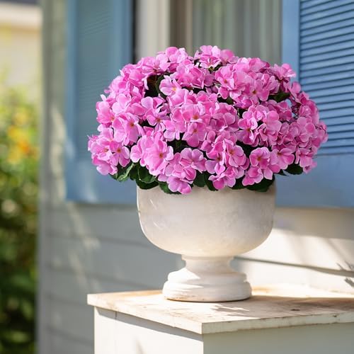 Artificial Geranium Flowers for Outdoor 10 Pcs Artificial Flower Fake Flowers with Stems Silk Realistic Look, alternate view