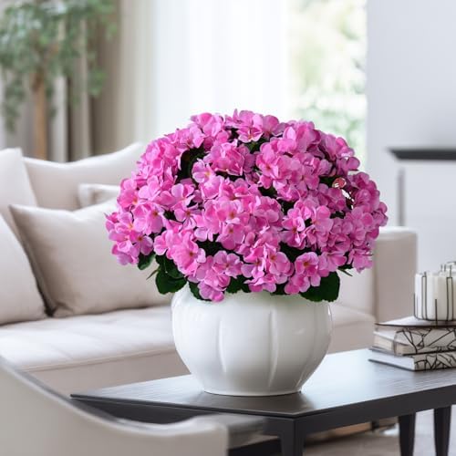 Artificial Geranium Flowers for Outdoor 10 Pcs Artificial Flower Fake Flowers with Stems Silk Realistic Look, alternate view