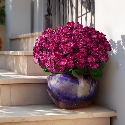 Artificial Geranium Flowers for Outdoor 10 Pcs Artificial Flower Fake Flowers with Stems Silk Realistic Look