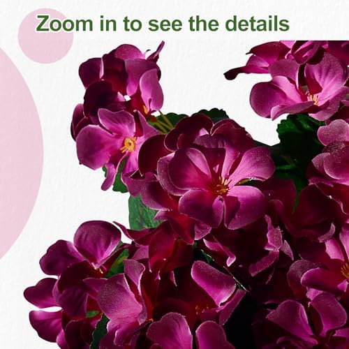 Artificial Geranium Flowers for Outdoor 10 Pcs Artificial Flower Fake Flowers with Stems Silk Realistic Look, alternate view