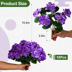 Artificial Geranium Flowers for Outdoor 10 Pcs Artificial Flower Fake Flowers with Stems Silk Realistic Look, alternate view