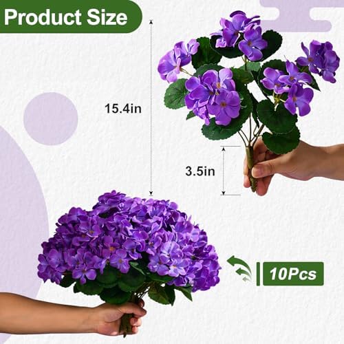 Artificial Geranium Flowers for Outdoor 10 Pcs Artificial Flower Fake Flowers with Stems Silk Realistic Look, alternate view