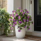 Artificial Geranium Flowers for Outdoor 2 Pcs Artificial Purple Flower Fake Flowers with Stems Silk Realistic, alternate view