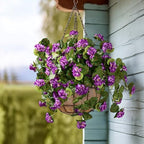 Artificial Geranium Flowers for Outdoor 2 Pcs Artificial Purple Flower Fake Flowers with Stems Silk Realistic, alternate view
