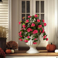 Artificial Geranium Flowers for Outdoor 2 Pcs Artificial Red Flower Fake Flowers with Stems Silk Realistic Look