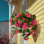 Artificial Geranium Flowers for Outdoor 2 Pcs Artificial Red Flower Fake Flowers with Stems Silk Realistic Look, alternate