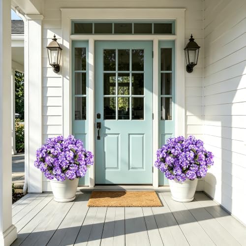 Artificial Geranium Flowers for Outdoors, UV Resistant in Purple & White, alternate view 2