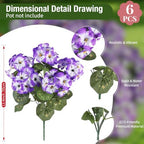 Artificial Geranium Flowers for Outdoors, UV Resistant in Purple & White, alternate view 4