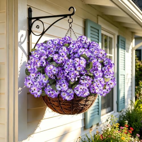 Artificial Geranium Flowers for Outdoors, UV Resistant in Purple & White, alternate view 6