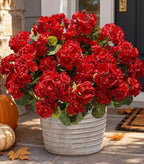 Artificial Geraniums Fake Flowers for Outdoors Decoration, 6 Bundles Silk Geraniums Red Flower UV Resistant Look