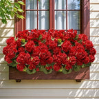Artificial Geraniums Fake Flowers for Outdoors Decoration, 6 Bundles Silk Geraniums Red Flower UV Resistant Look, alternate
