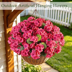 Artificial Geraniums for Outdoors, 6PCS Fake Silk Flowers, Rosy, alternate view 4