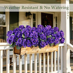 Artificial Geraniums for Outdoors, 6PCS Fake Silk Purple Flowers, alternate view 2