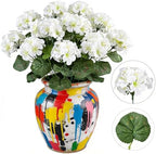 Artificial Geraniums for Outdoors, 6PCS Fake Silk White Flowers, alternate view 3