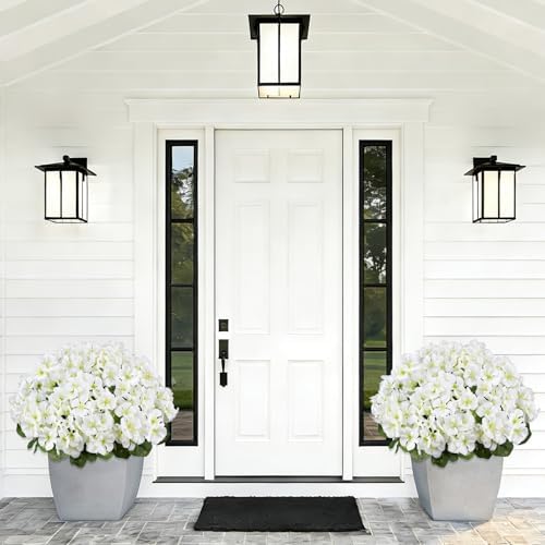 Artificial Geraniums for Outdoors, 6PCS Fake Silk White Flowers, alternate view 4