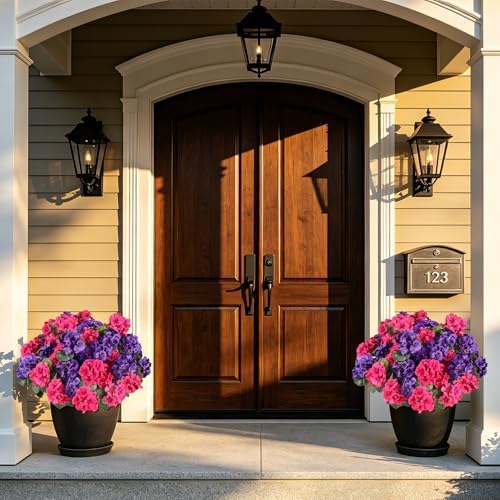 Artificial Geraniums for Outdoors UV Resistant Spring Decor in Fuchsia Puple, alternate view 3