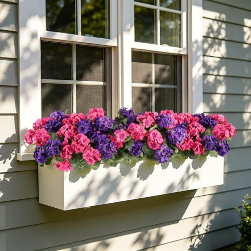 Artificial Geraniums for Outdoors UV Resistant Spring Decor in Fuchsia Puple, alternate view 4