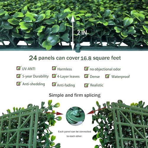 Artificial Grass Wall Backdrop Panels 10x10 Inch 24-Pack (16.8 sqft) in 10x10 Inch, alternate view 3