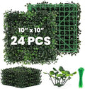Artificial Grass Wall Panel - 24 Pack 10"x10" Boxwood Panels for Greenery Wall Decor Faux Greenery Outdoor