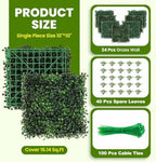 Artificial Grass Wall Panel - 24 Pack 10"x10" Boxwood Panels for Greenery Wall Decor Faux Greenery Outdoor, alternate view 2
