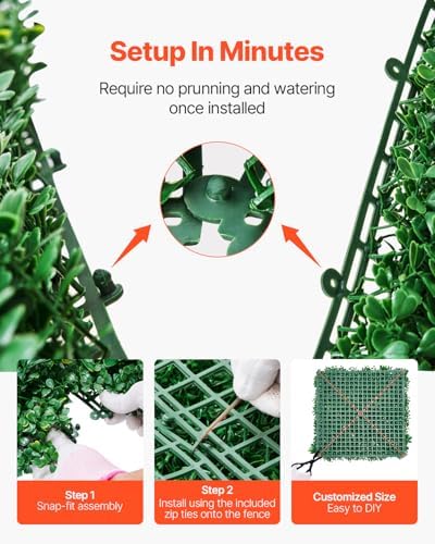 Artificial Grass Wall Panels, 12 PCS 20 x 20 inch, 3D Combination Greenery Boxwood Panel for Indoor Outdoor, alternate view 5
