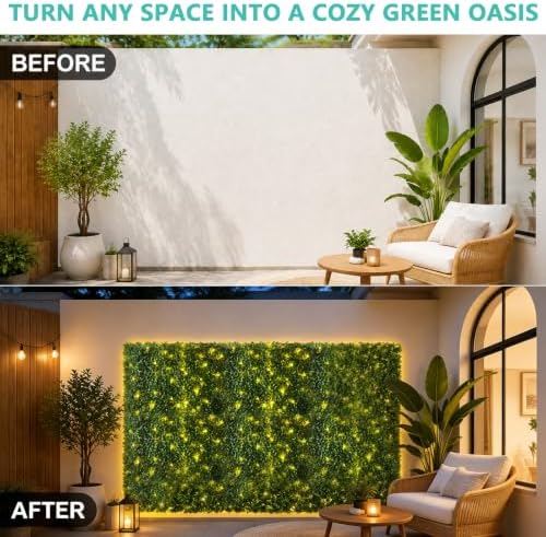 Artificial Grass Wall Panels with Lights, 12 Pack (24x16in), alternate view 2