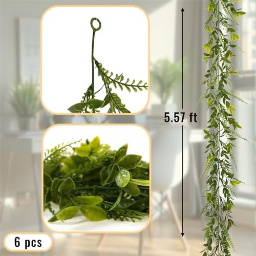 Artificial Greenery Garland, 6 Pack, 5.57ft, alternate view 3