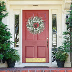 Artificial Greenery Leaves Wreath for Front Door 22 Inch Greenery Boxwood Wreath with Flocked Lambs Ear White, alternate view