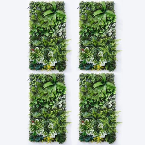 Artificial Greenery Wall Panels, 4 Pack, 20 x 40 in, Faux Grass Wall in P3