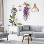 Artificial Hanging Flowers for Outdoors 3 Pack Eucalyptus Leaves in Hang Dark Purple, alternate view 5
