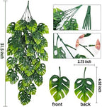 Artificial Hanging Plant 2P 31.5in Plastic Palm Leaves Ivy Greenery, alternate view 3