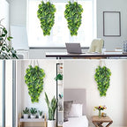 Artificial Hanging Plant 2P 31.5in Plastic Palm Leaves Ivy Greenery, alternate view 6