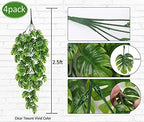 Artificial Hanging Plants 4Pc 30in Plastic Monstera Leaves Garland, alternate view 4