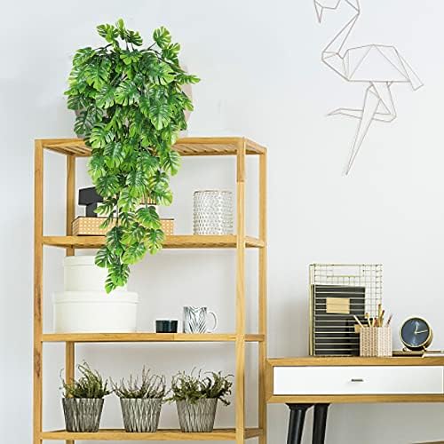 Artificial Hanging Plants 4Pc 30in Plastic Monstera Leaves Garland, alternate view 7