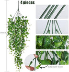 Artificial Hanging Plants 4PC 33in UV Resistant Eucalyptus Greenery, alternate view 3