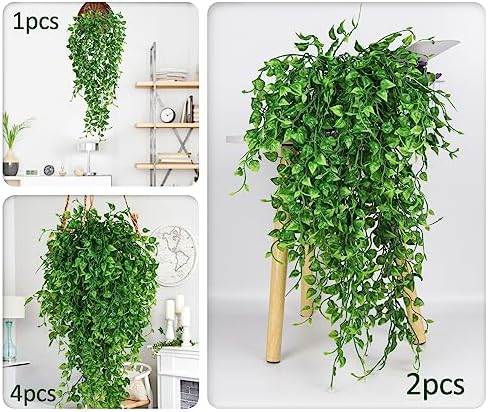 Artificial Hanging Plants 4PC 33in UV Resistant Eucalyptus Greenery, alternate view 4