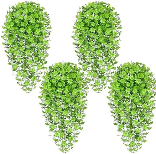 Artificial Hanging Plants, 4Pcs Faux Ivy Four-Leaf Clover