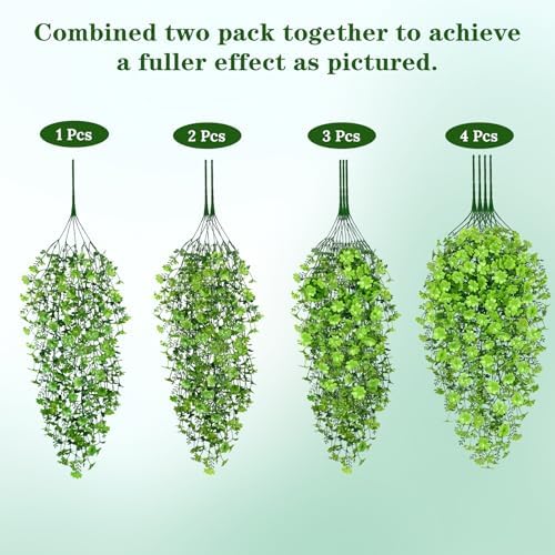 Artificial Hanging Plants, 4Pcs Faux Ivy Four-Leaf Clover, alternate view 6