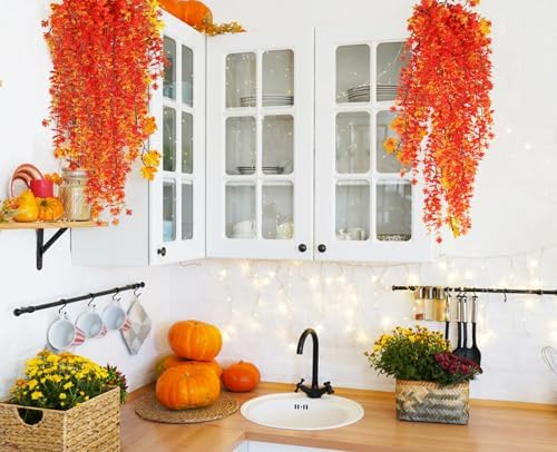 Artificial Hanging Plants Fall Faux Eucalyptus Fake Draping Vines, alternate view 2
