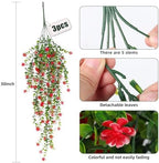 Artificial Hanging Plants Faux Hanging Vine Red Flowers Fake Plants, alternate view 3