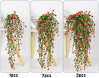 Artificial Hanging Plants Faux Hanging Vine Red Flowers Fake Plants, alternate view 4