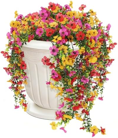 Artificial Hanging Plants UV Resistant Faux Silk Orchid Flowers