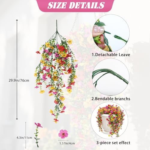 Artificial Hanging Plants UV Resistant Faux Silk Orchid Flowers, alternate view 3