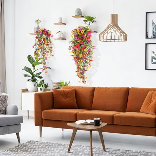 Artificial Hanging Plants UV Resistant Faux Silk Orchid Flowers, alternate view 5